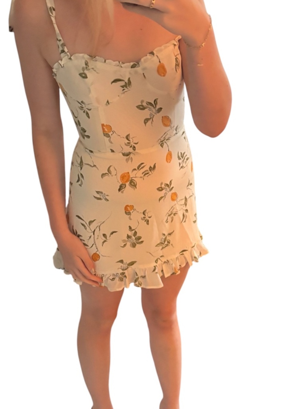 Reformation Christine Dress  Citron Print -2 - Picture 5 of 6